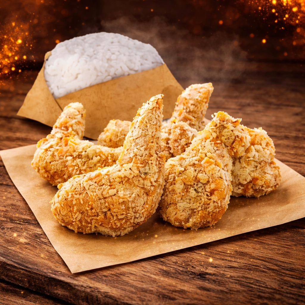 Crunchy Wings with Rice